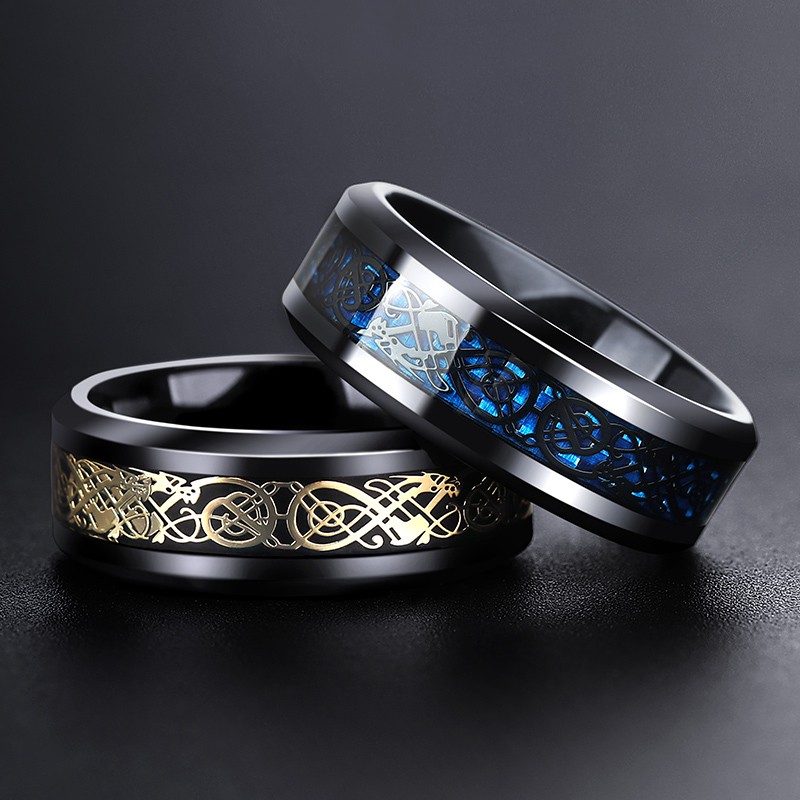 Titanium Black and Blue Ring For Men Cool and Exquisite Highlight Good ...