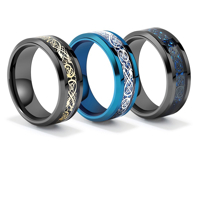 Titanium Black and Blue Ring For Men Cool and Exquisite Highlight Good ...
