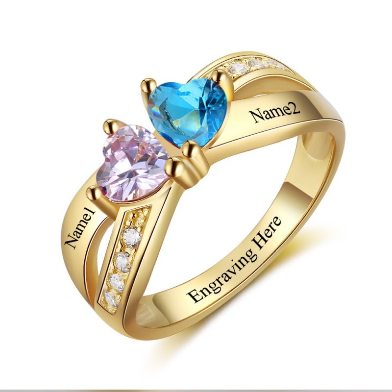 Gold Birthstone Rings Mothers Rings 925 Sterling Silver Personalized ...