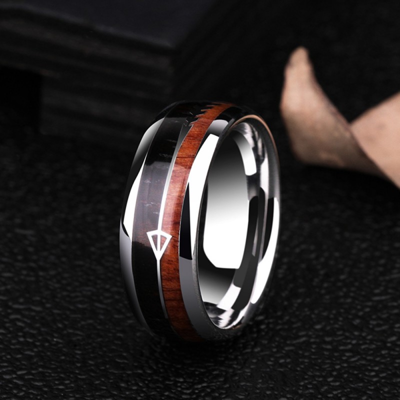 Tungsten Men's Ring Accessorized Acacia Elegent and Fashion Style Arrow ...