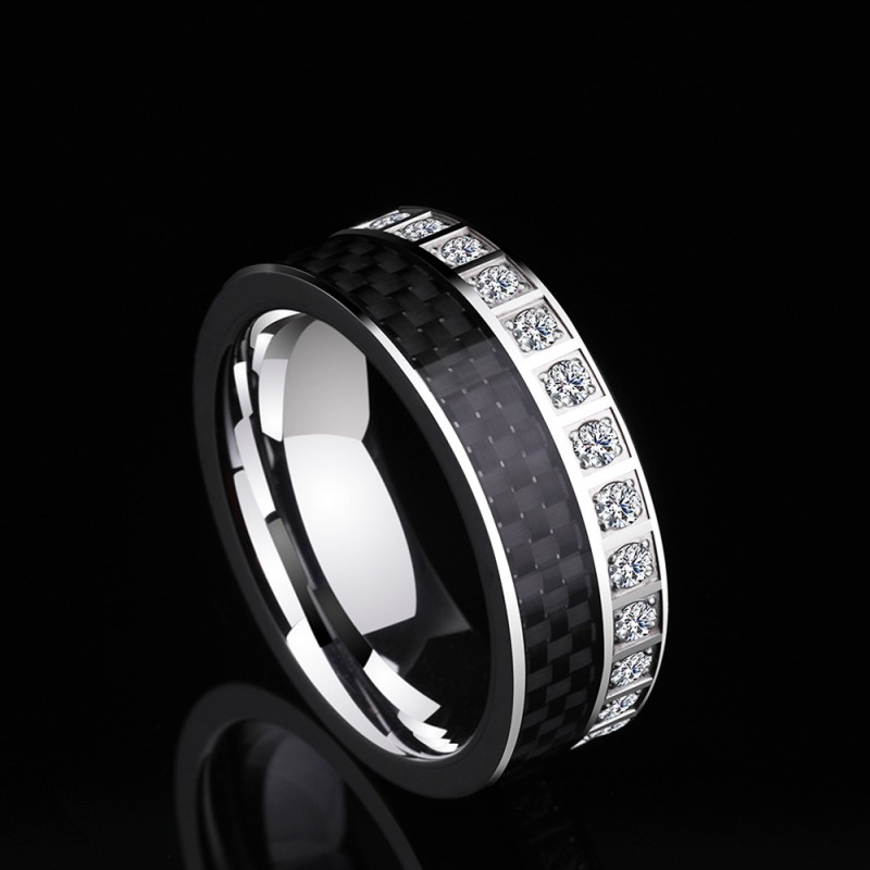 Tungsten Men's Ring Cubic Zirconia Elegant and Luxury Style Polish and ...
