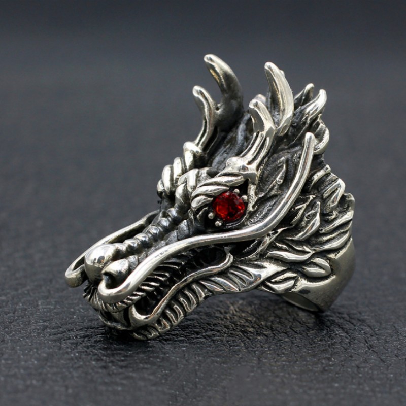 Chinese Dragon Ring 925 Sterling Silver Handmade Personality Classic ...