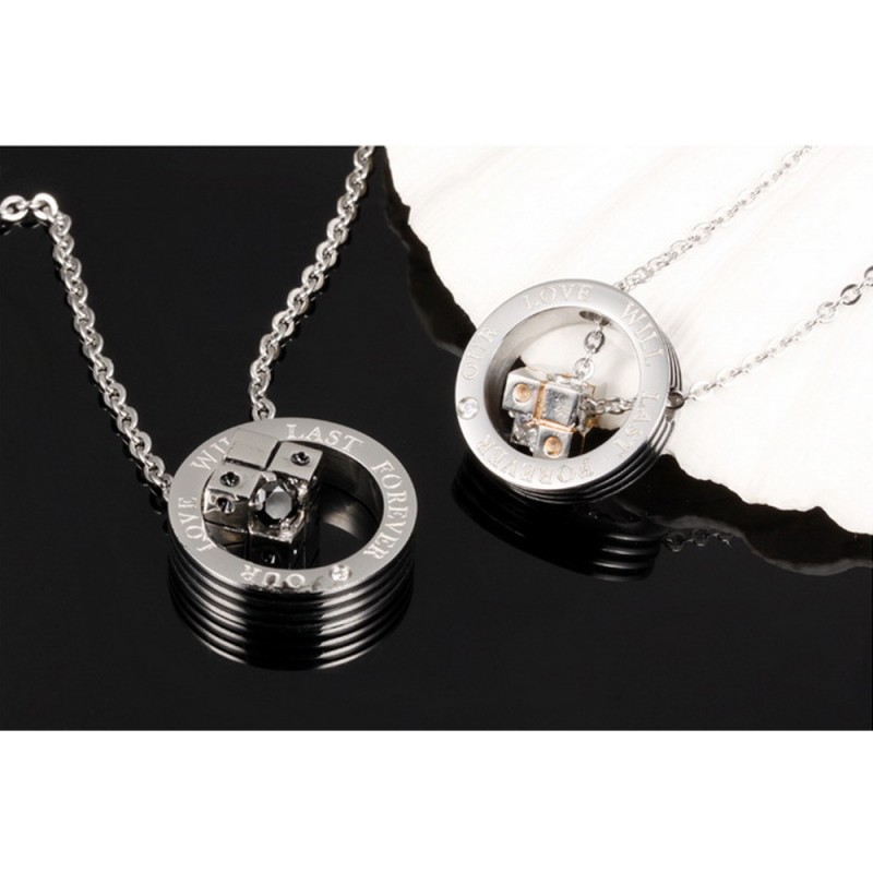 Lovely 3A Zircon Titanium steel Couples Necklace Valentine'S Day Gift ...