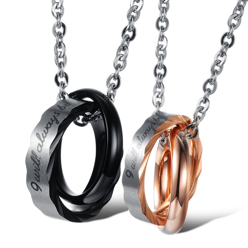 3A Zircon Titanium steel Couples Necklace Valentine'S Day Gift Fashion ...