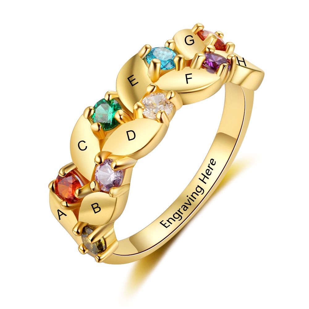 Gold Birthstone Rings Mothers Rings 925 Sterling Silver Personalized