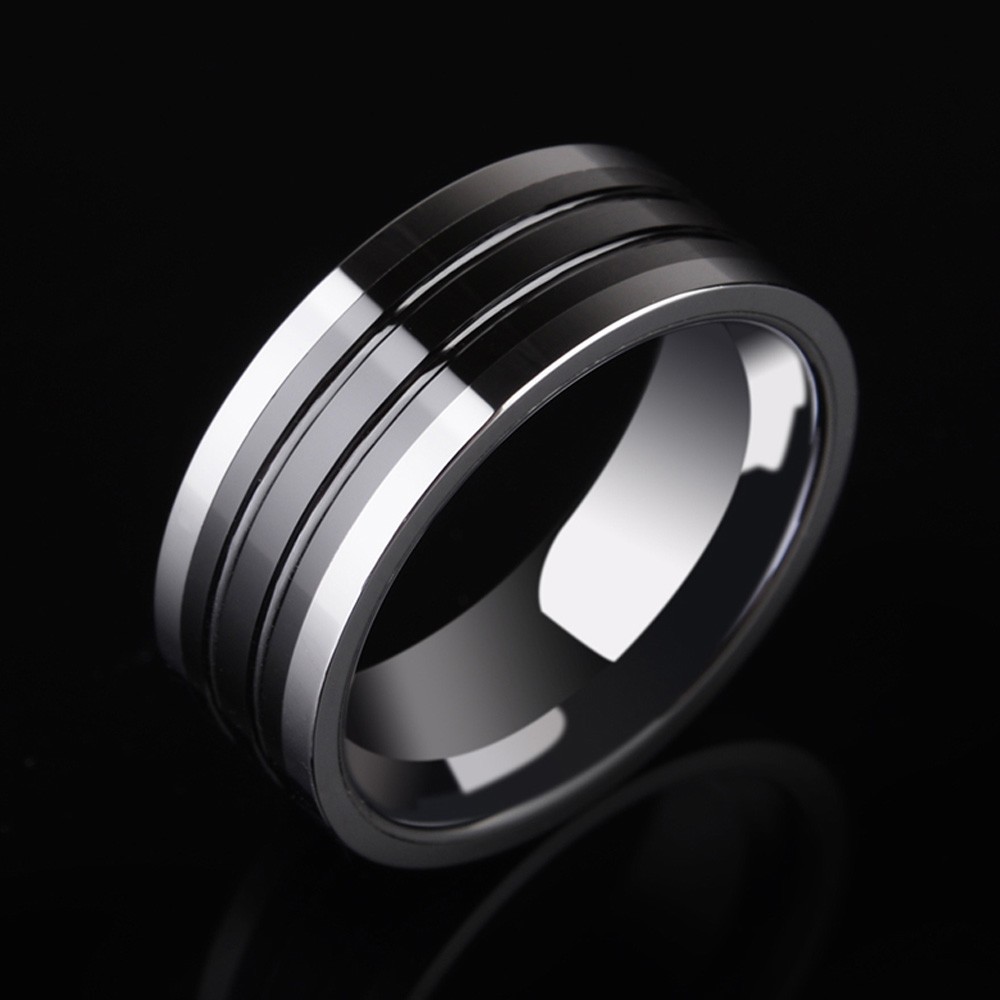 Men's Ring Ceramic and Tungsten Material Merge Strength and Tenderness ...