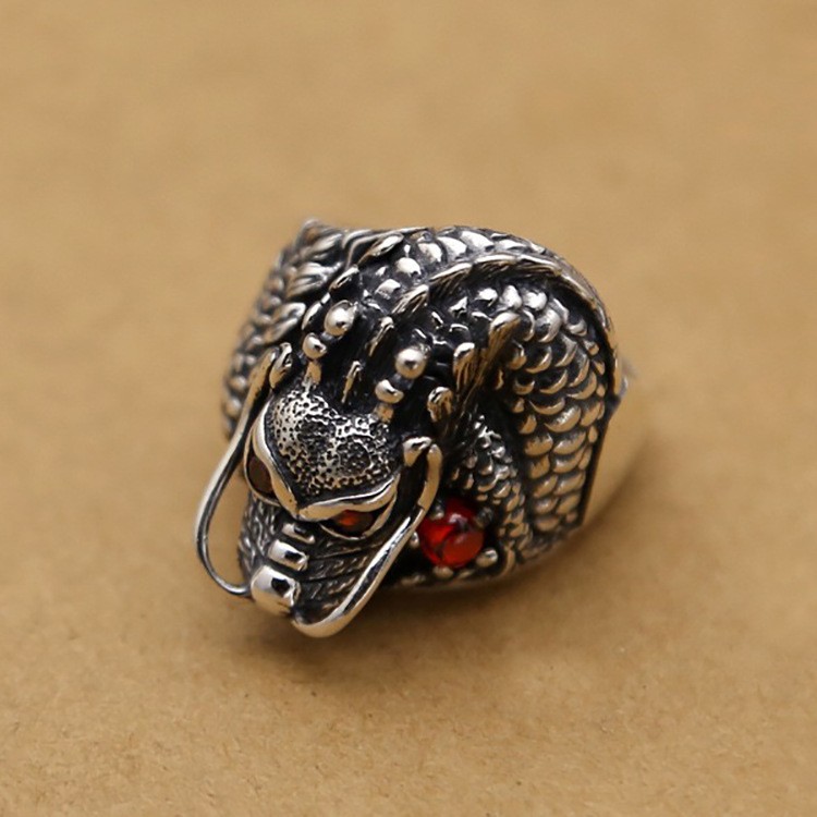 S925 sterling silver retro dragon ring personality men's silver ring