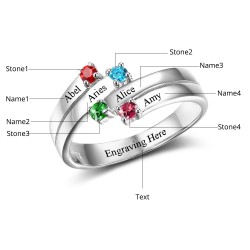 Birthstone Rings Mothers Rings 925 Sterling Silver Personalized ...