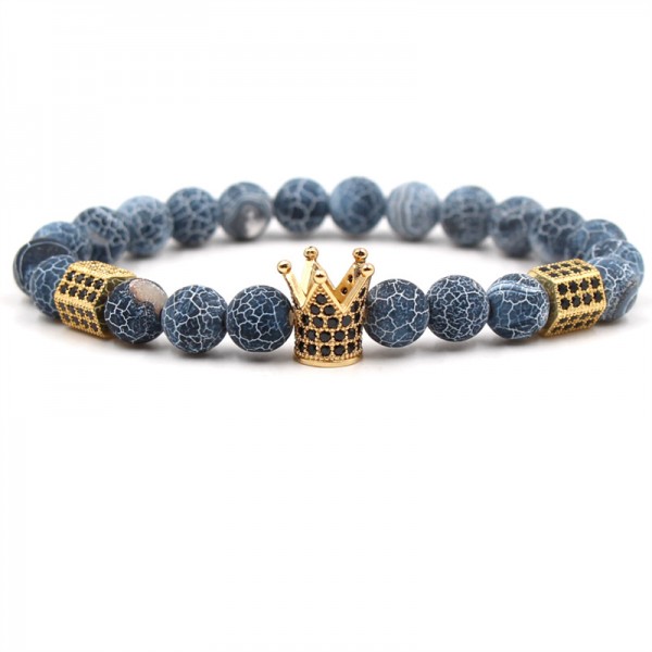 Weathered agate Crown-Shaped Elastic Bracelet