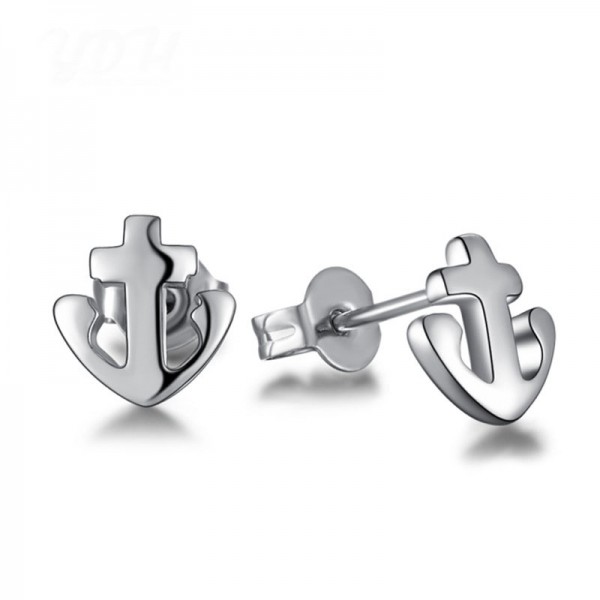 Trendy S925 Sterling Silver Navy Anchor Shape Hanging Earrings