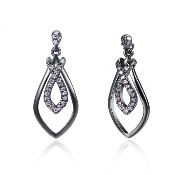 Fashion Water Drop Ladies Purple Cubic Zirconia Earrings