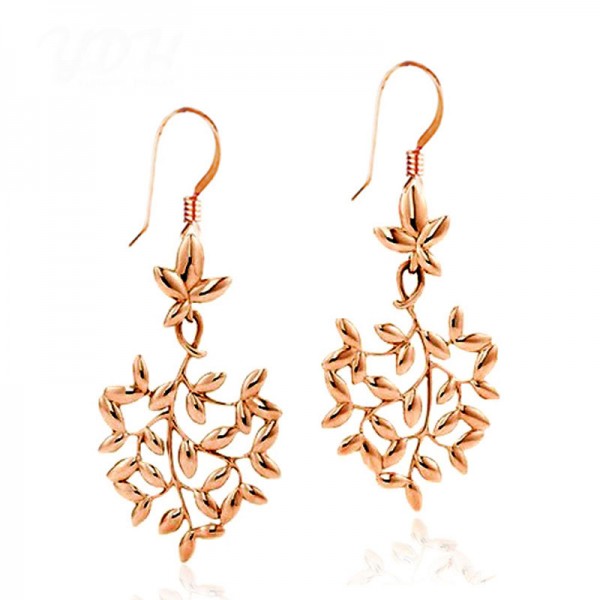 European Fashion Rose Gold Leaves Alloy Earrings