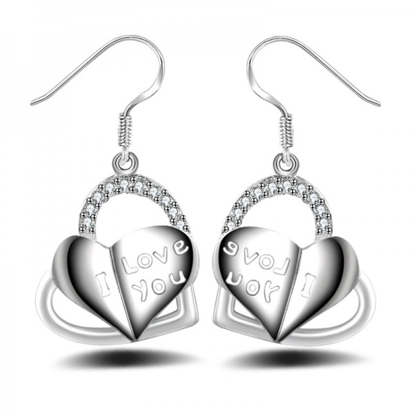 New Type Anti Allergy Silver Plated Heart-Shaped Earrings