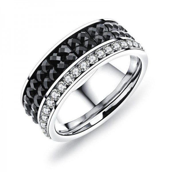 Titanium Ring For Men Inlaid Cubic Zirconia Fashion and Liberality Style