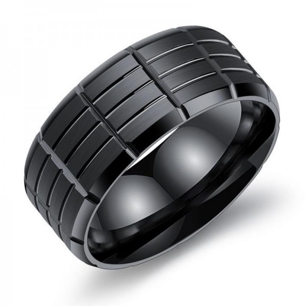 Titanium Black Ring For Men Cool and Fashion Fluted Craft