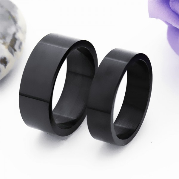 Titanium Black Ring For Couple Wide Version Simple and Cool Polish Craft