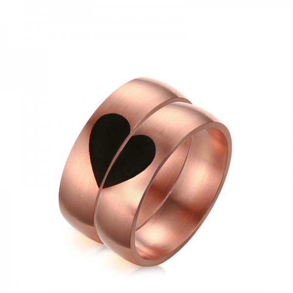 Titanium Rose Gold Ring For Couples Heart Pattern Design Luxury and Fashion