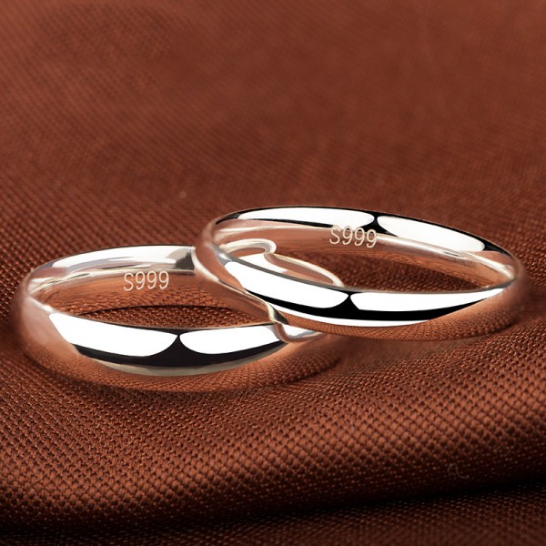 Perfect Valentine'S Day Present Simple Surface Sterling Silver Couple Rings