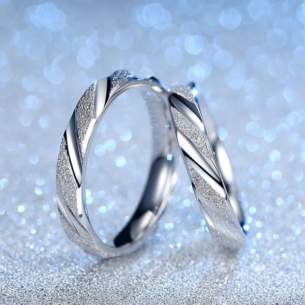 925 Silver Ring For Couples Simple and Fashion Style Dull Polish Craft