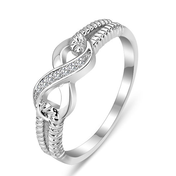 Best-Selling S925 Sterling Silver Twsit Cubic Zirconia Ring