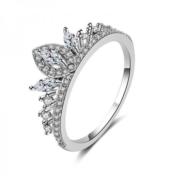 925 Sterling Silver Femininity Crown Diamond Ring