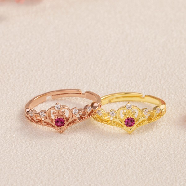 Plating Zircon Inlaid Ladies Crown Diamond Ring