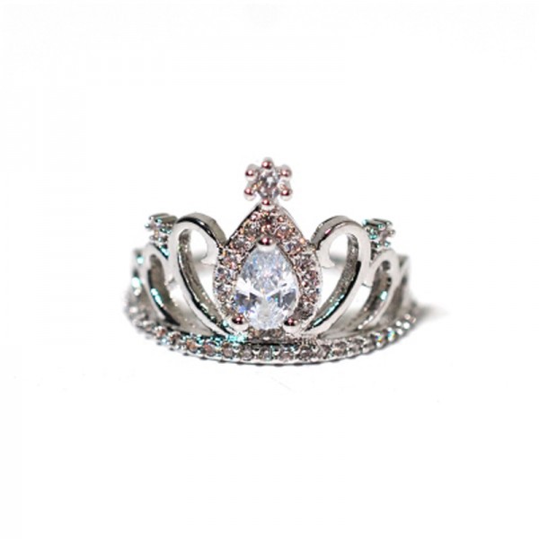 Micro-Studded Zircon Shiny Three-Dimensional Diamond Crown Ring