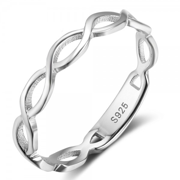 S925 Silver Female Personality Cross Lines Fashion Ring