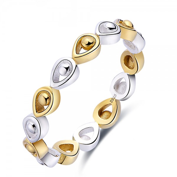 Drop-Shaped Sterling Silver Gold Plated Sliver Rings
