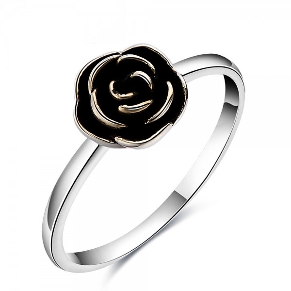 Sterling Silver Gold Plated Sliver Rose Flower Rings