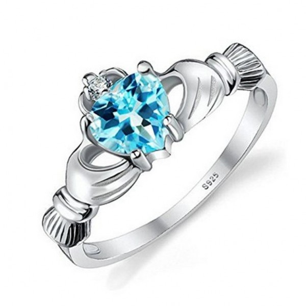 Trendy S925 Sterling Silver Blue Cubic Zirconia Heart Ring