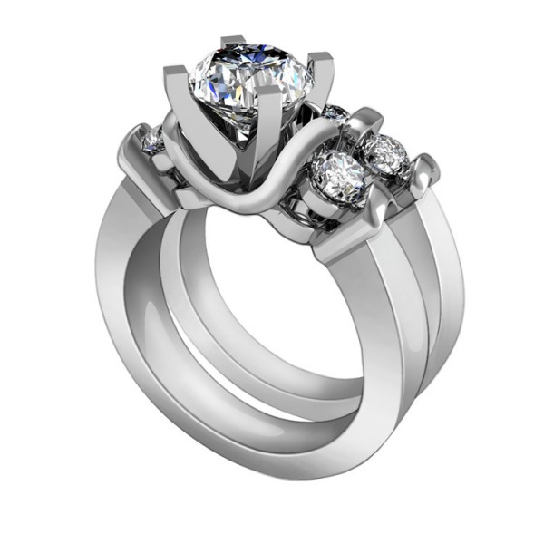 Wonderful Cubic Zirconia S925 Sterling Silver Personality Bridal Ring Set