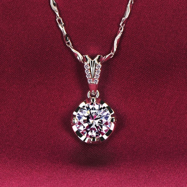 2.0 Carat Round Shape ESCVD Diamonds Fashionable Women Necklaces Gift Necklaces