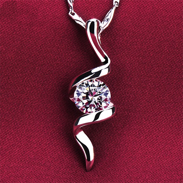 Unique Curve Design 0.6 Carat ESCVD Diamonds Fashionable Women Necklaces Gift Necklaces