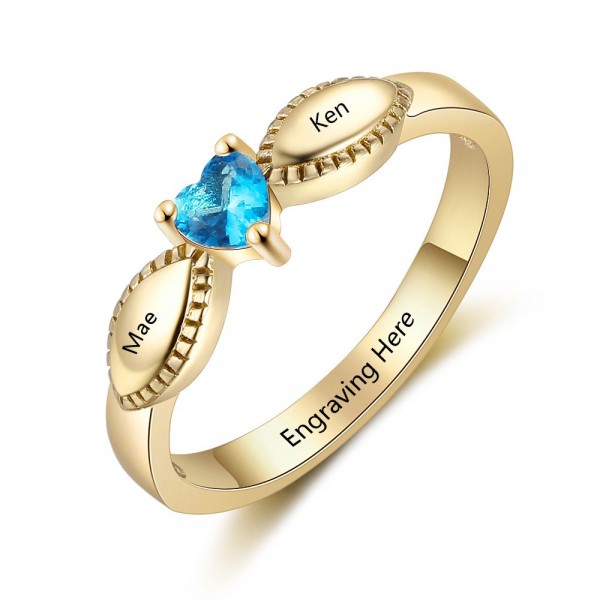 Gold Birthstone Rings Mothers Rings 925 Sterling Silver Personalized Birthstone Family Cubic Zirconia Ring Mother's Day Gift