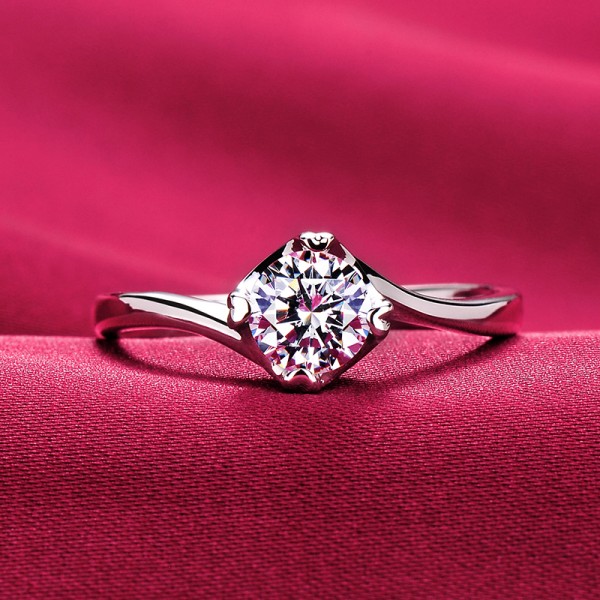 Delicate 0.5 Carat ESCVD Diamonds Pt 950 Wedding Ring Women Ring