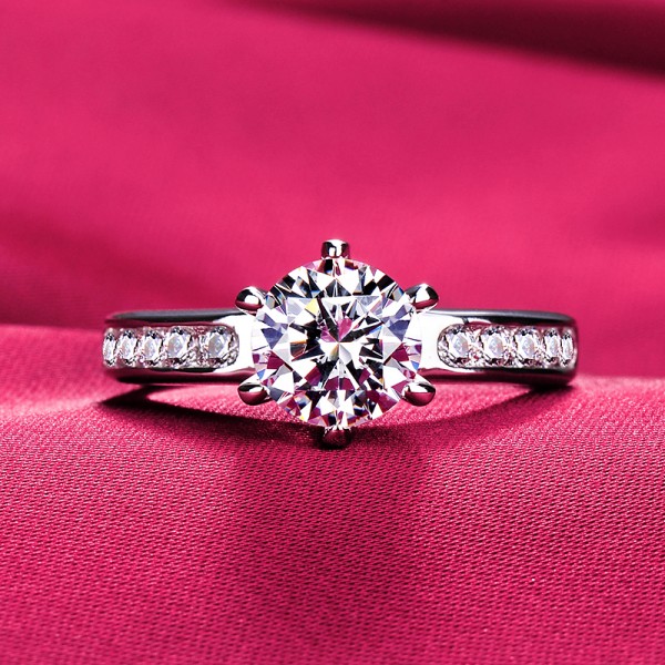Six Claw ESCVD Diamonds Pt 950 Wedding Ring Women Ring