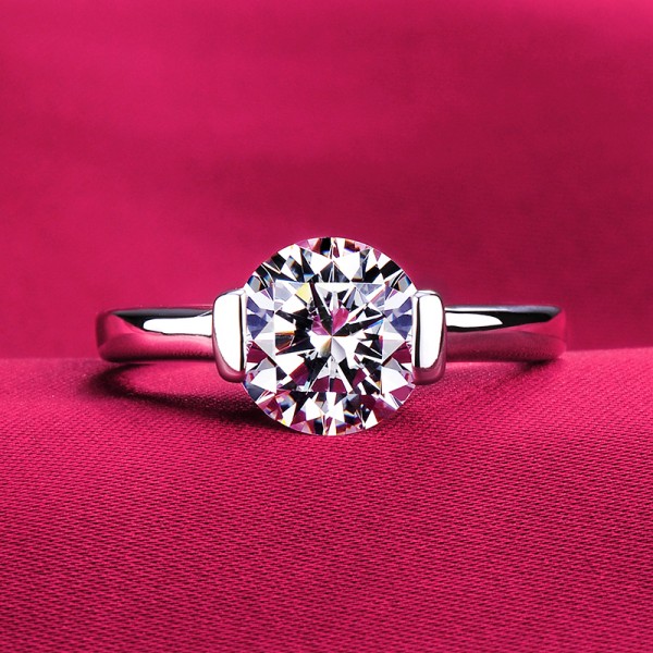 Sparkling ESCVD Diamonds Pt 950 Wedding Ring Women Ring