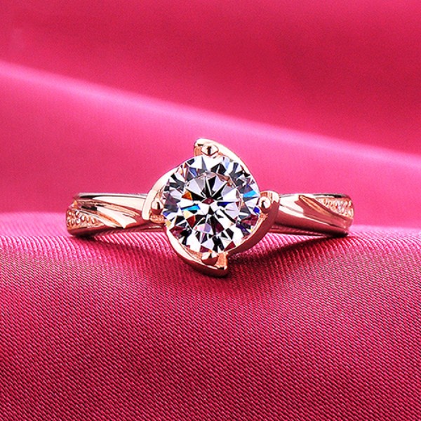 Elegant 1.2 Carat Rose Gold Color ESCVD Diamonds Lovers Ring Wedding Ring For Her 