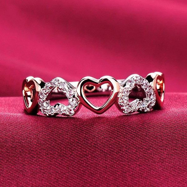 30 Delicate Diamonds Heart Shape ESCVD Diamonds Lovers Ring Wedding Ring For Her
