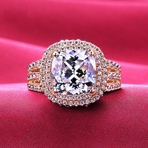 4.0 Carat Big Diamonds Rose Gold Color ESCVD Diamonds Lovers Ring Wedding Ring Women Ring