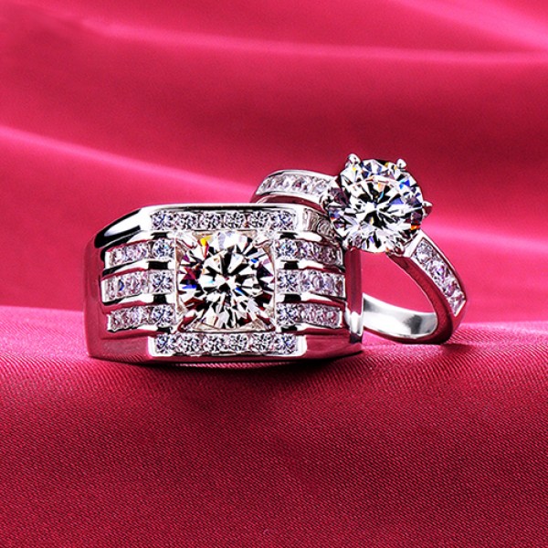 Impressive Big Diamonds ESCVD Diamonds Lovers Rings Wedding Rings Couple Rings