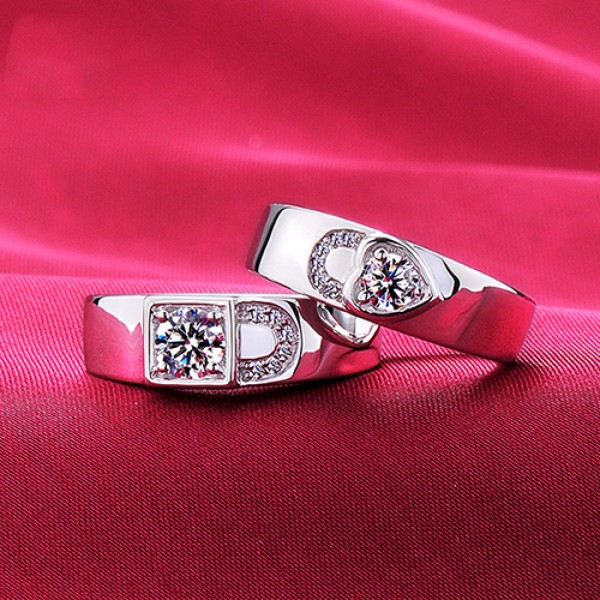 Heart Shape Advanced ESCVD Diamonds Lovers Rings Wedding Rings Couple Rings