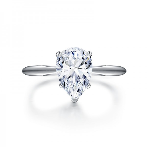 Simple Drop Shape SONA Diamond 925 Sterling Silver Wedding/Promise Ring
