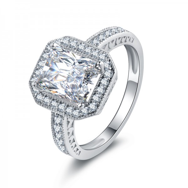 Fashion Quality Custom SONA Diamond 925 Sterling Silver Wedding/Promise Ring