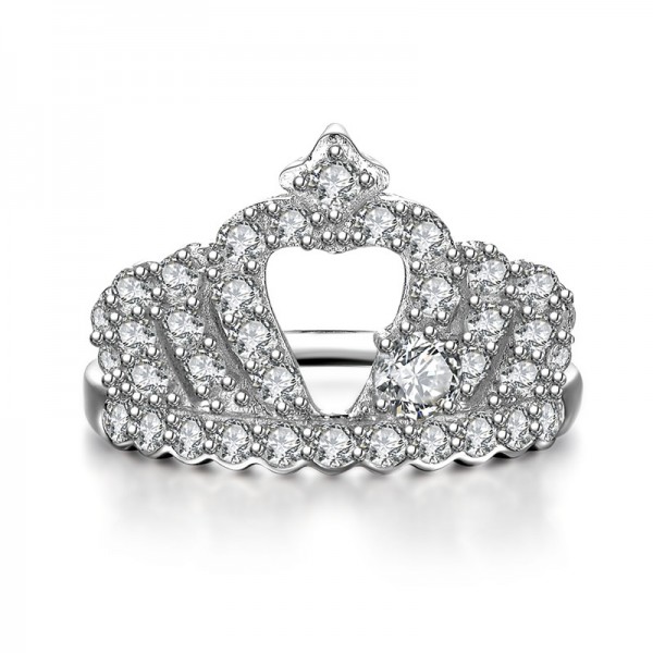 Crown SONA Diamond 925 Sterling Silver Wedding/Promise Ring 