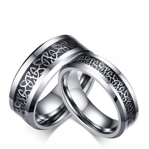 Tungsten Black Ring For Couples Inlaid Carbon Fiber Inner Arc Design Comfortable To Wear