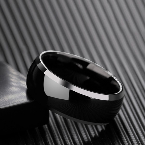 Tungsten Men's Black Ring Simple Vogue Style Handsone Polish Craft ...