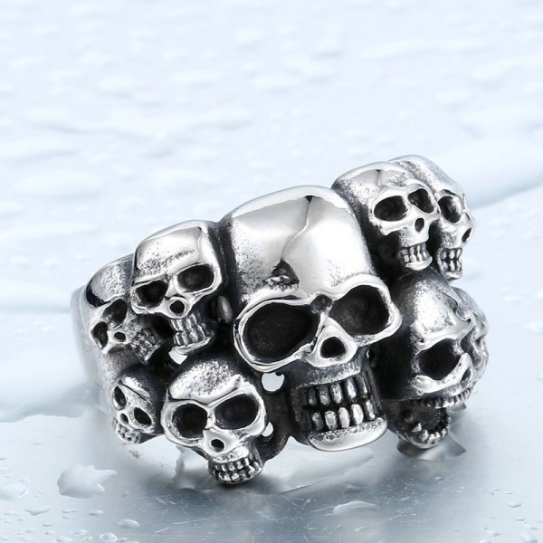 Titanium steel men's personality skull ring