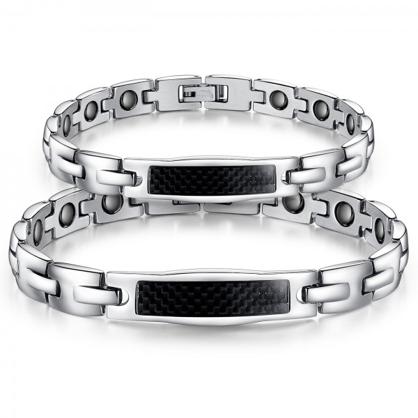 Titanium Steel Bracelets with Energy Magnetic Stone Lovers Bracelets